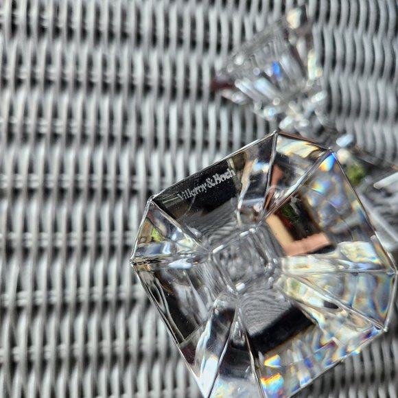 VILLEROY & BOCH ~ Signed Pair Vintage Cocktail Club Crystal Candle Holders ~ 4” - Picture 3 of 4